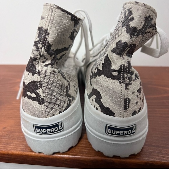 Superga Women Alpina Snake Embossed High Top Platform Sneaker in Taupe Snake 9.5 - Picture 8 of 13